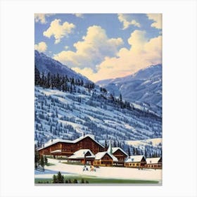 Schladming, Austria Ski Resort Vintage Landscape 2 Skiing Poster Canvas Print