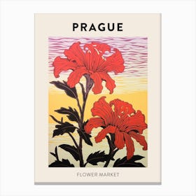 Prague Czech Republic Botanical Flower Market Poster Canvas Print