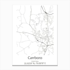 Carrboro,United States Minimalist Map Canvas Print