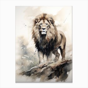 Lion Art Painting Wash Paint Style 4 Canvas Print