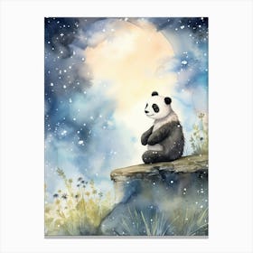Panda Art Stargazing Watercolour 3 Canvas Print