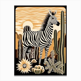 Zebra And Cactus 1 Canvas Print