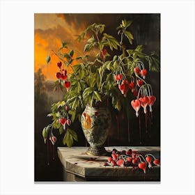 Baroque Floral Still Life Bleeding Hearts Dicentra 5 Canvas Print