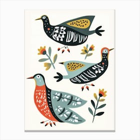 Folk Style Bird Painting Grey Plover 3 Canvas Print