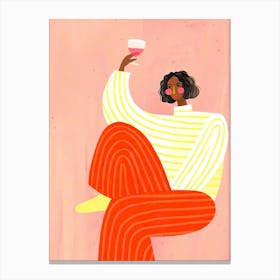 Woman drinking wine Canvas Print