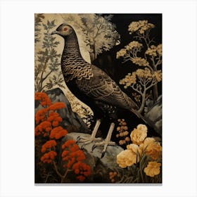 Dark And Moody Botanical Grouse 3 Canvas Print