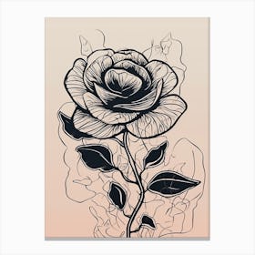 Line Art Roses Flowers Illustration Neutral 15 Canvas Print
