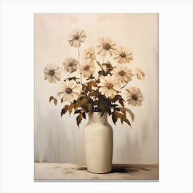 Zinnia, Autumn Fall Flowers Sitting In A White Vase, Farmhouse Style 2 Canvas Print