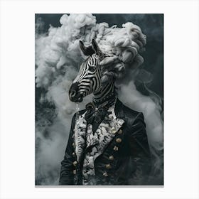 Zebra In Smoke Canvas Print