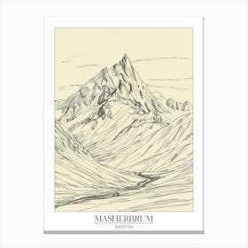 Masherbrum Pakistan Line Drawing 5 Poster Canvas Print