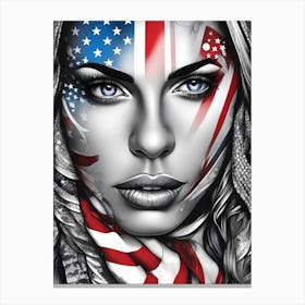 American Flag Woman 1 Canvas Print