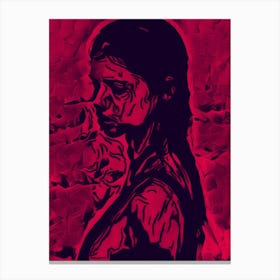 Girl Portrait In Red Canvas Print