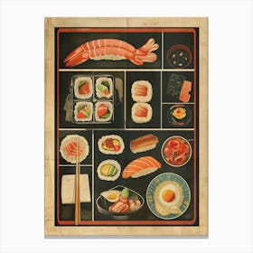 Japanese Food Platter Mid Century Modern Canvas Print