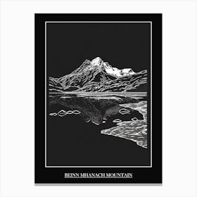 Beinn Mhanach Mountain Line Drawing 5 Poster Canvas Print