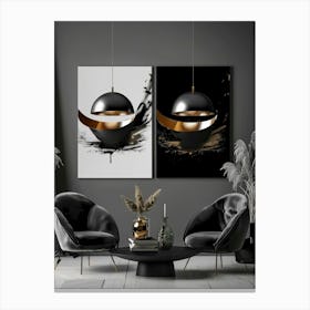 Abstract Black And Gold 12 Canvas Print