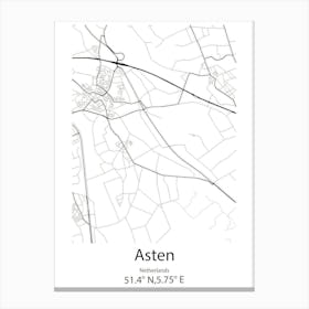 Asten,Netherlands Minimalist Map Canvas Print