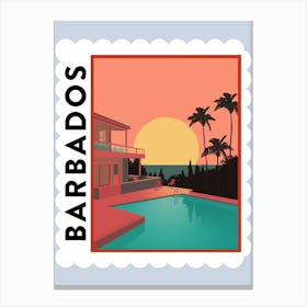 Barbados 2 Travel Stamp Poster Canvas Print