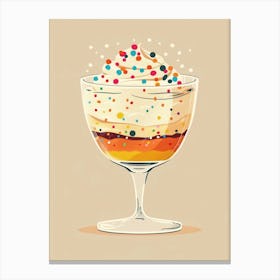 Trifle With Rainbow Sprinkles Beige Illustration 3 Canvas Print