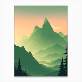 Misty Mountains Vertical Composition In Green Tone 54 Canvas Print
