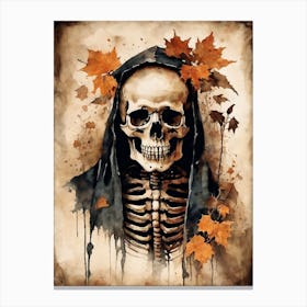 Vintage Halloween Gothic Skeleton Painting (2) Canvas Print