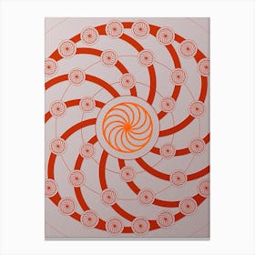 Geometric Abstract Glyph Circle Array in Tomato Red n.0091 Canvas Print