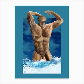 Splashman - digital collage male nude homoerotic gay art man adult mature explicit vertical bedroom Canvas Print