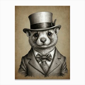 Ferret In Top Hat 2 Canvas Print