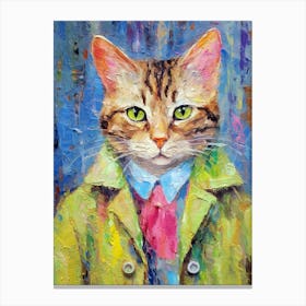 Dapper Cat Dreams; Stylish Strokes In Oil Canvas Print