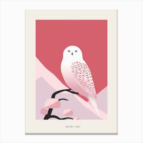 Minimalist Snowy Owl 1 Bird Poster Canvas Print