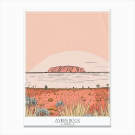 Ayers Rock Australia Color Line Drawing 3 Poster Canvas Print