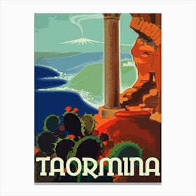 Taormina, Italy, Vintage Travel Poster Canvas Print