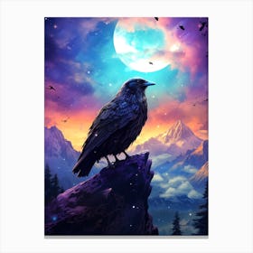 Raven In The Night Sky Canvas Print