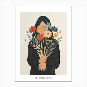 Bloom And Grow Spring Girl With Wild Flowers 6 Canvas Print