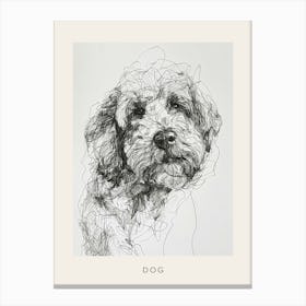 Long Hair Furry Dog Line Sketch 5 Poster Canvas Print