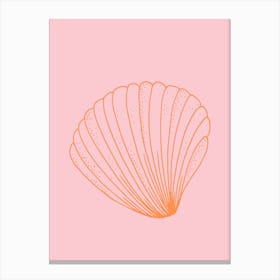 Line Drawing Shell Pink Canvas Print