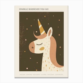 Muted Pastels Unicorn Polka Dot Poster Canvas Print