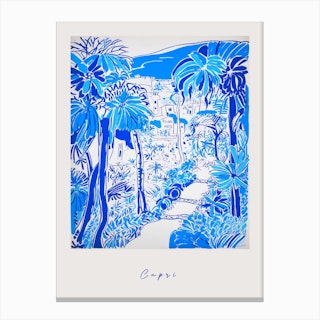 Capri 3 Italy Blue Drawing Poster Canvas Print