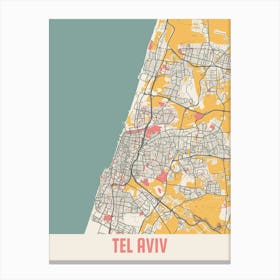 Tel Aviv Map Poster Canvas Print