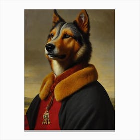 Icelandic Sheepdog Renaissance Portrait Oil Painting Canvas Print