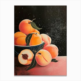 Art Deco Peaches On A Table 2 Canvas Print