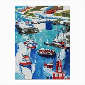 Port Of Nuuk Greenland Abstract Block harbour Canvas Print