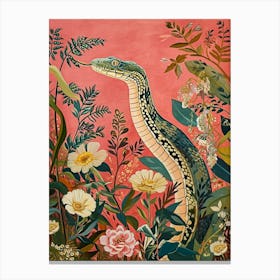 Floral Animal Painting Cobra 3 Canvas Print