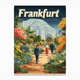 Aihrgdesign A Retro Travel Poster For Frankfurt 1 Canvas Print