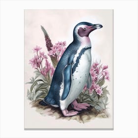 Adlie Penguin Dunedin Taiaroa Head Vintage Botanical Painting 2 Canvas Print
