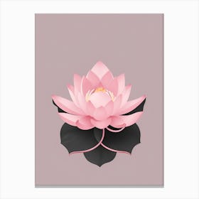 A Pink Lotus In Minimalist Style Vertical Composition 86 Canvas Print