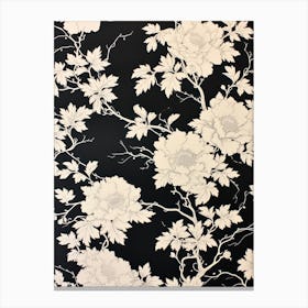 Great Japan Hokusai Black And White Flowers 18 Canvas Print