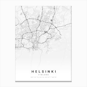 Helsinki Uusimaa Finland White Map Canvas Print