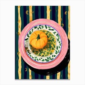 A Plate Of Pumpkins, Autumn Food Illustration Top View 49 Canvas Print