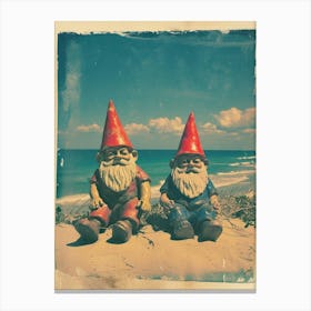 Polaroid Inspired Gnomes On The Beach 1 Canvas Print