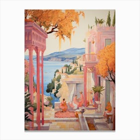 Bodrum Turkey 5 Vintage Pink Travel Illustration Canvas Print
